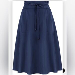 Navy A-Line Drawstring Skirt High Waste
